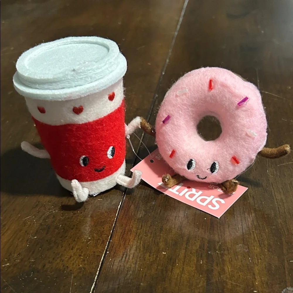 Target Spritz 2024 Valentine's Day Soft Fabric Coffee and Donut Duo NEW